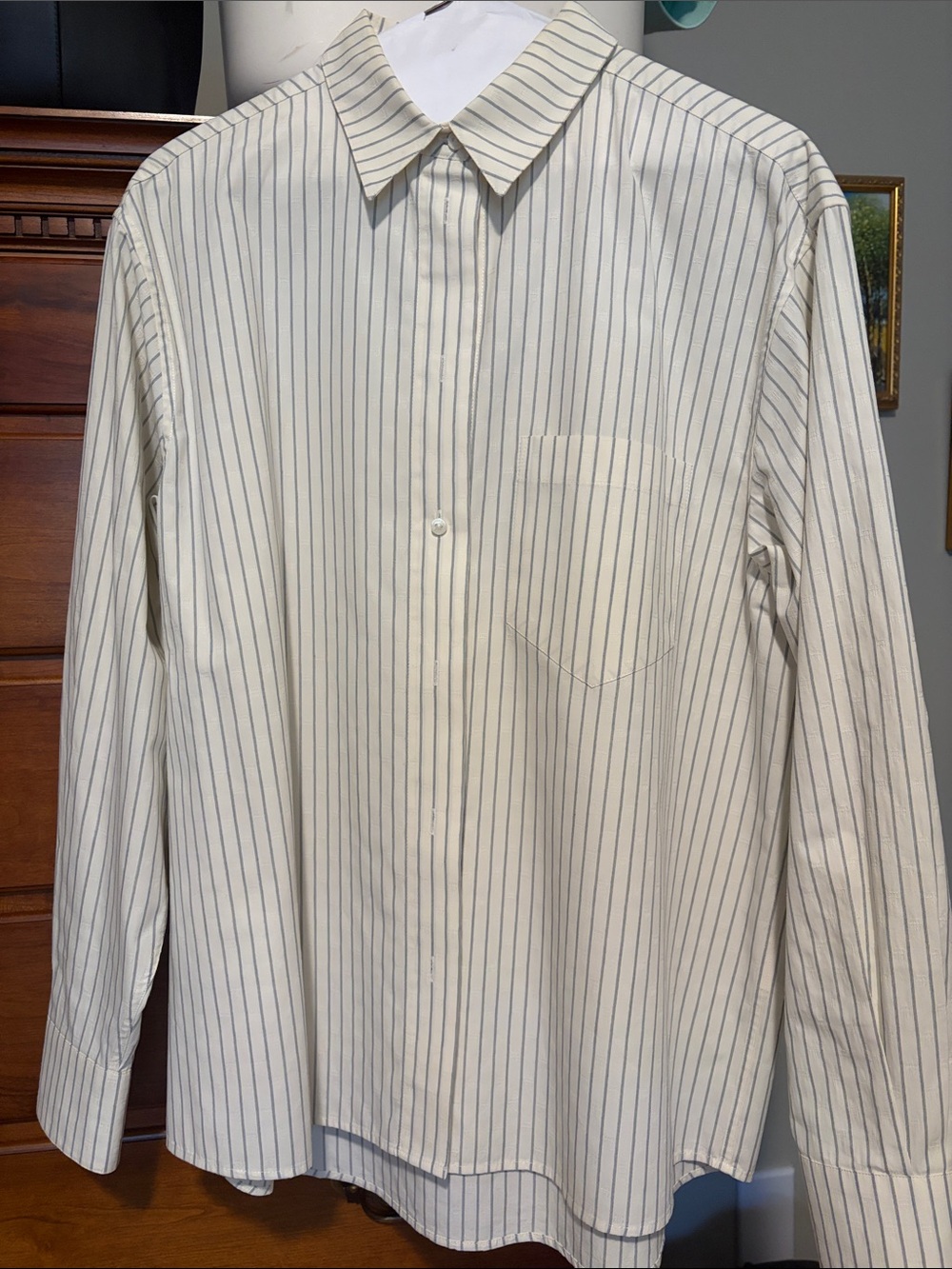 Anime Bing Women’s White Pinstripe Button-Down Shirt